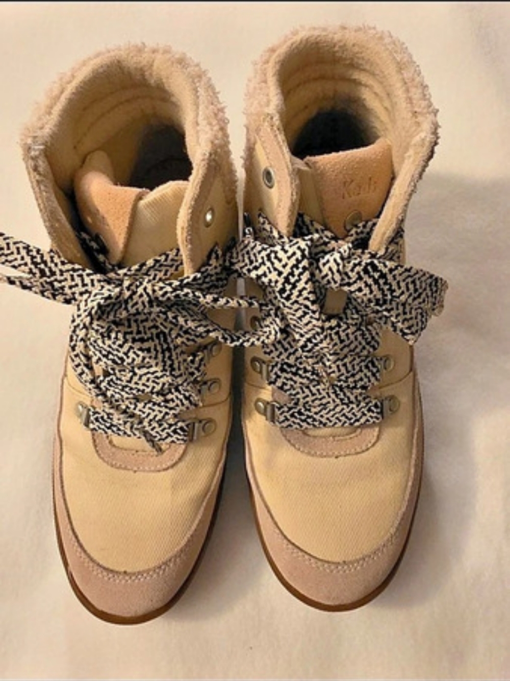 Keds High-Top Sneakers in Beige & Brown
